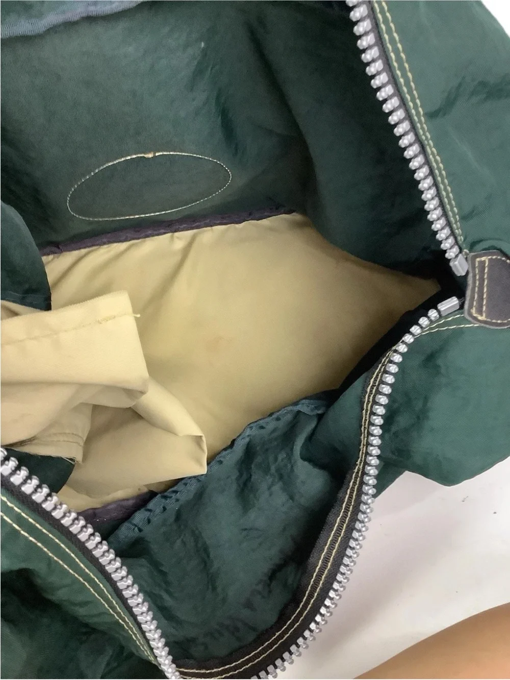Vintage 90's Kipling Weekender Duffle Gym Bag In Forest Green Zip Closure